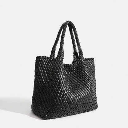 Élanor Gevlochten Luxe Tote van Vegan Leer – Ruime Dames Handtas met Woven Design