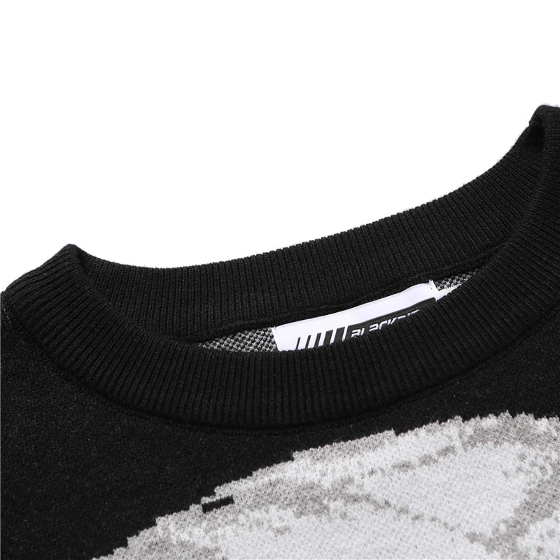Évoque Heren Gebreide Sweater – Vintage Japanse Stijl met Anime Print