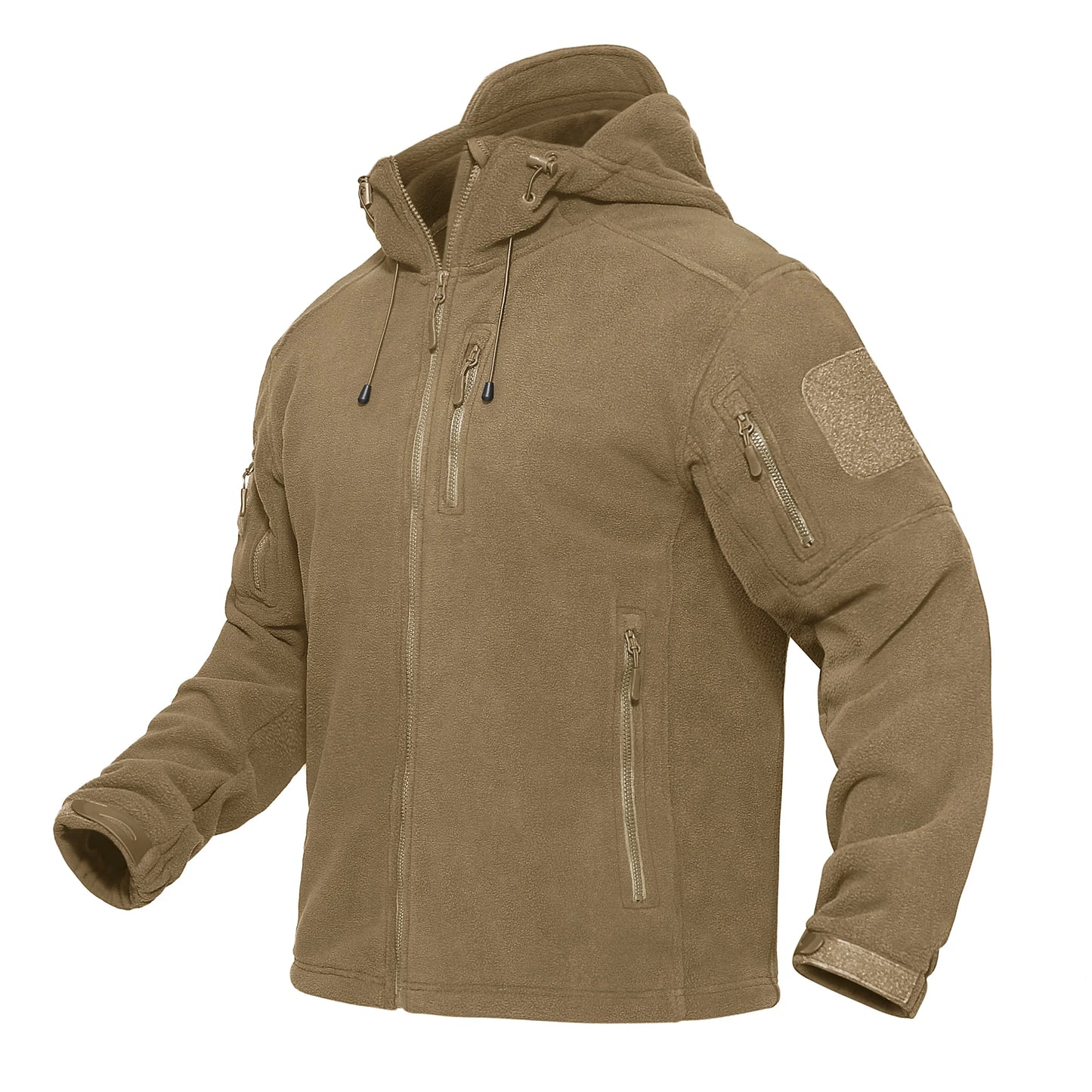 Élanor Heren Fleece Jas met Capuchon – Winddicht, Volledig Ritsbaar, Outdoor Werkjas met Meerdere Zakken