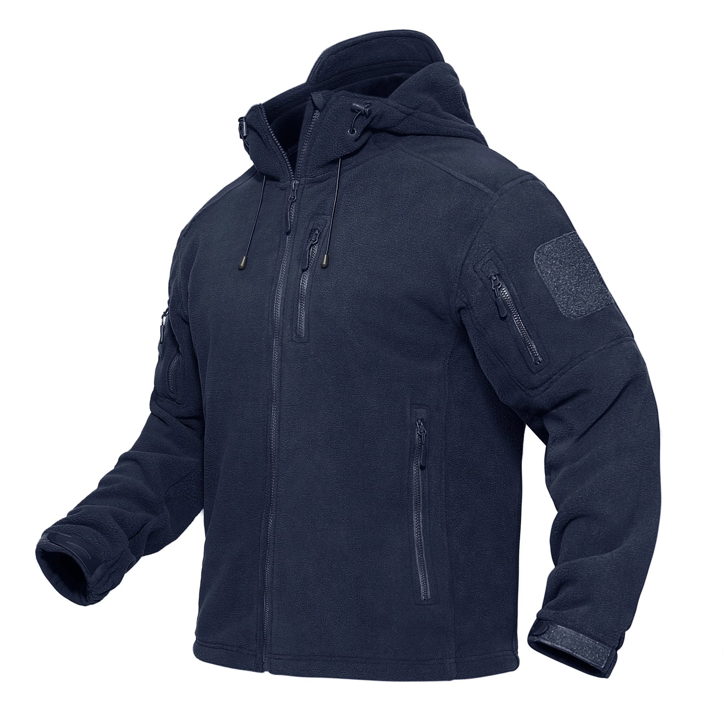 Élanor Heren Fleece Jas met Capuchon – Winddicht, Volledig Ritsbaar, Outdoor Werkjas met Meerdere Zakken