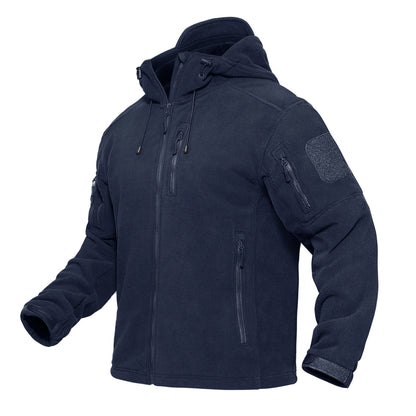 Élanor Heren Fleece Jas met Capuchon – Winddicht, Volledig Ritsbaar, Outdoor Werkjas met Meerdere Zakken