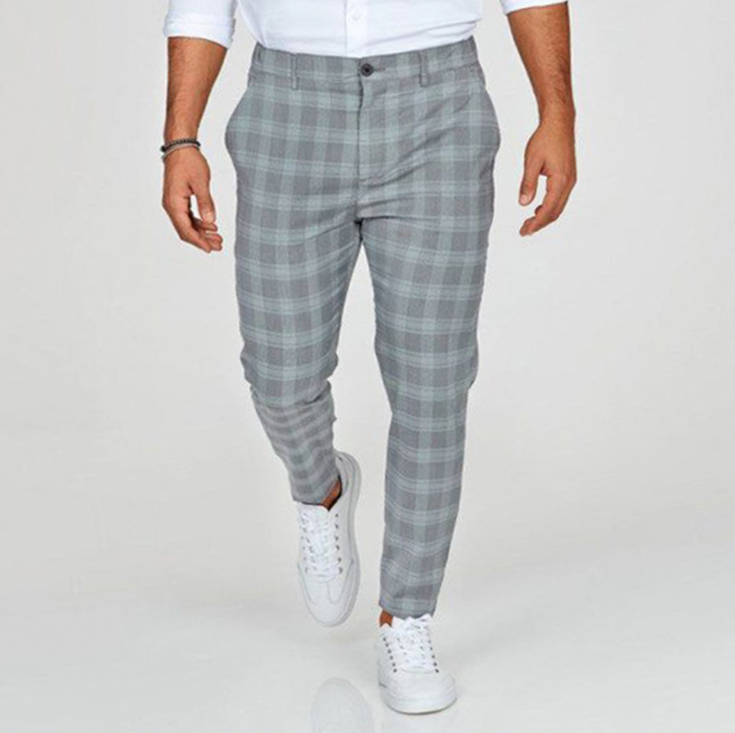 Évoque Geruite Chino Broek Heren met Stretch en Slim Fit