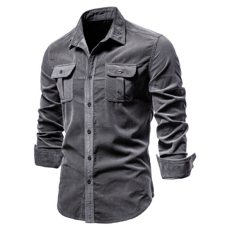 Veloria Slim-Fit Corduroy Overhemd – Enkelrijig Design met Moderne Pasvorm