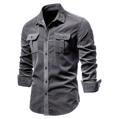 Veloria Slim-Fit Corduroy Overhemd – Enkelrijig Design met Moderne Pasvorm