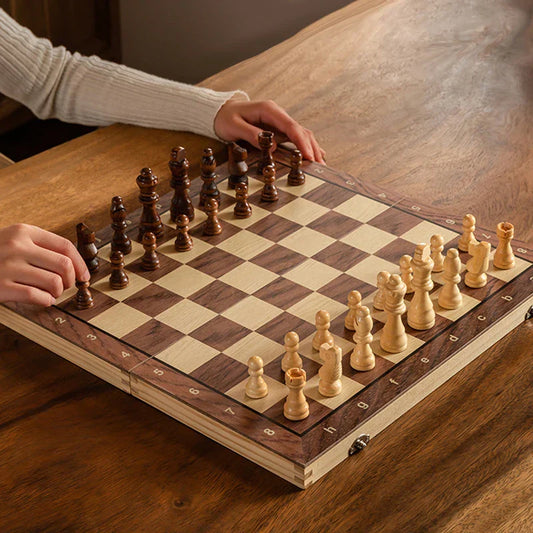 Monde Houten Schachspel Magnetisch en Opvouwbaar – Compact Reisspel