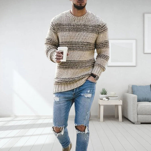 Élanor Noors Gebreide Heren Trui – Grove Knit met Traditioneel Patroon