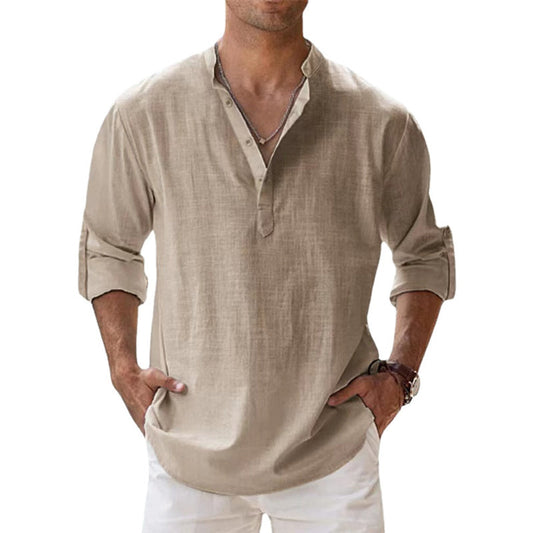 Monde Heren Linnen Overhemd met Knoopsluiting – Henley Stijl – Zomer – Casual – 100% Linnen – Maten S t/m 5XL