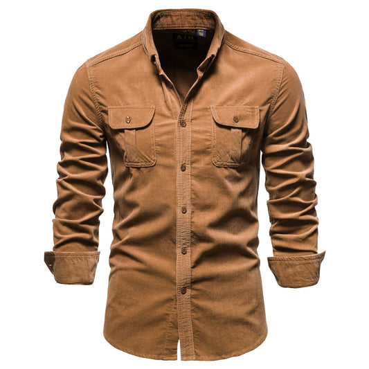 Veloria Slim-Fit Corduroy Overhemd – Enkelrijig Design met Moderne Pasvorm