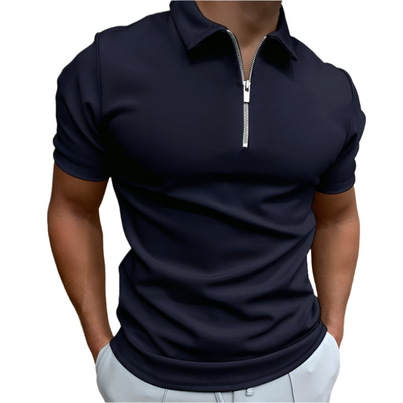 Monde herenpolo – casual stijl – korte mouwen – ritssluiting – effen ontwerp – comfortabele pasvorm – katoenmix