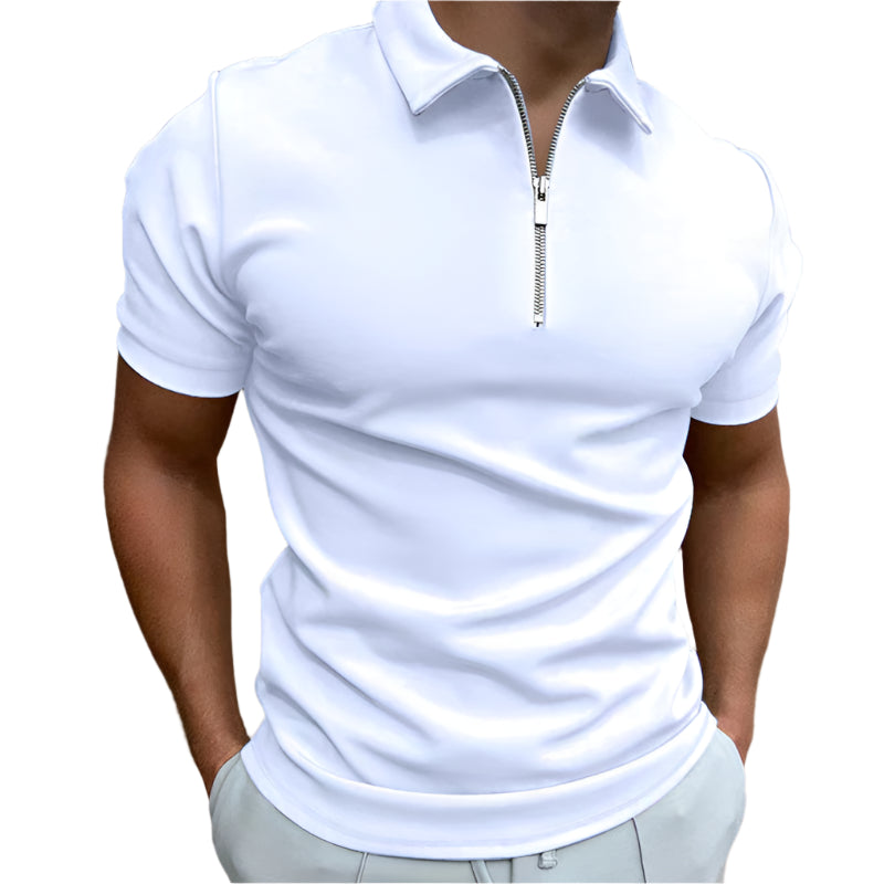 Monde herenpolo – casual stijl – korte mouwen – ritssluiting – effen ontwerp – comfortabele pasvorm – katoenmix