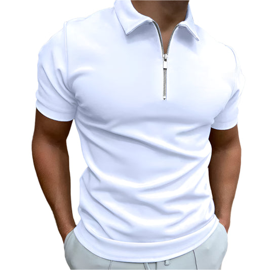 Monde herenpolo – casual stijl – korte mouwen – ritssluiting – effen ontwerp – comfortabele pasvorm – katoenmix