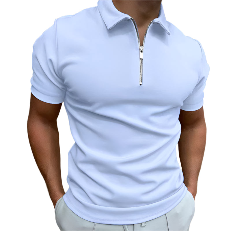 Monde herenpolo – casual stijl – korte mouwen – ritssluiting – effen ontwerp – comfortabele pasvorm – katoenmix