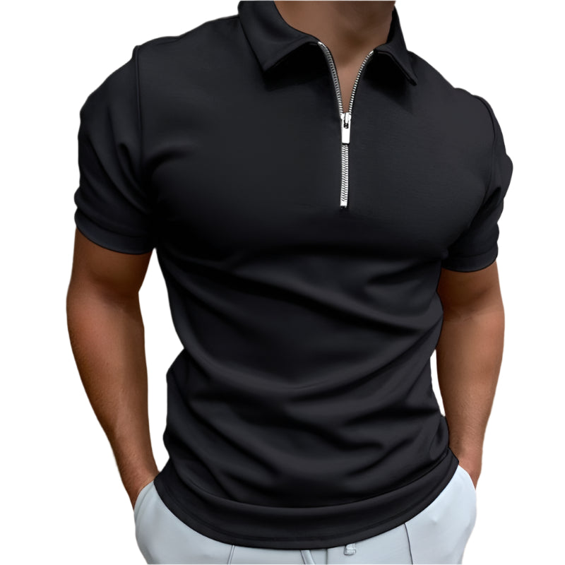 Monde herenpolo – casual stijl – korte mouwen – ritssluiting – effen ontwerp – comfortabele pasvorm – katoenmix