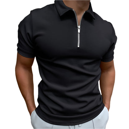 Monde herenpolo – casual stijl – korte mouwen – ritssluiting – effen ontwerp – comfortabele pasvorm – katoenmix