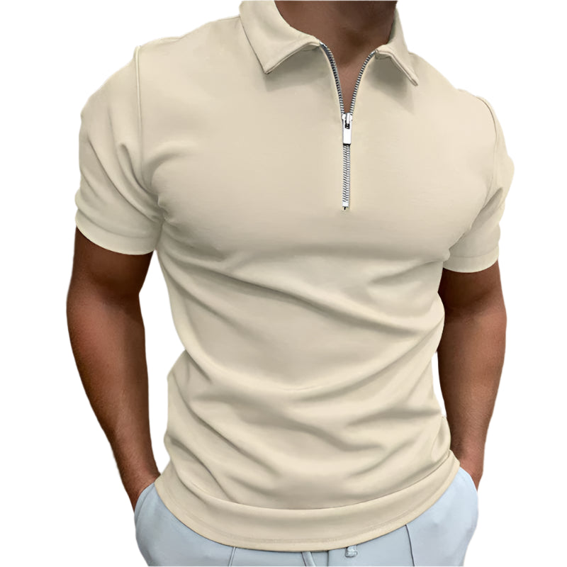 Monde herenpolo – casual stijl – korte mouwen – ritssluiting – effen ontwerp – comfortabele pasvorm – katoenmix