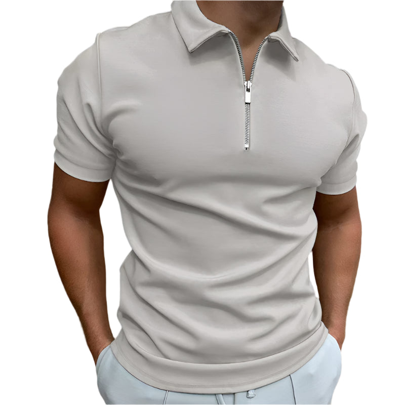 Monde herenpolo – casual stijl – korte mouwen – ritssluiting – effen ontwerp – comfortabele pasvorm – katoenmix