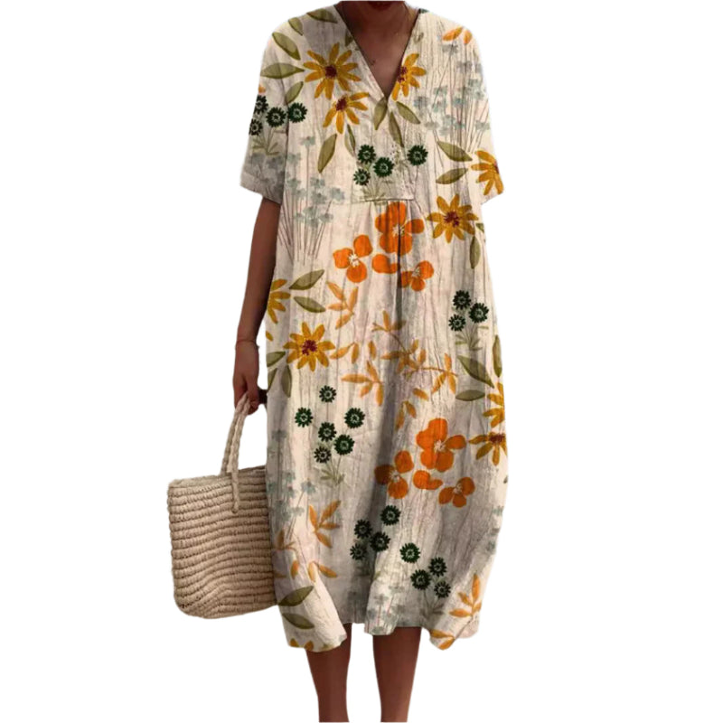Monde Dames Zomerkleed met Bloemenprint – Luchtige Pasvorm – Mouwloos – Lichtgewicht Stof – Ronde Hals