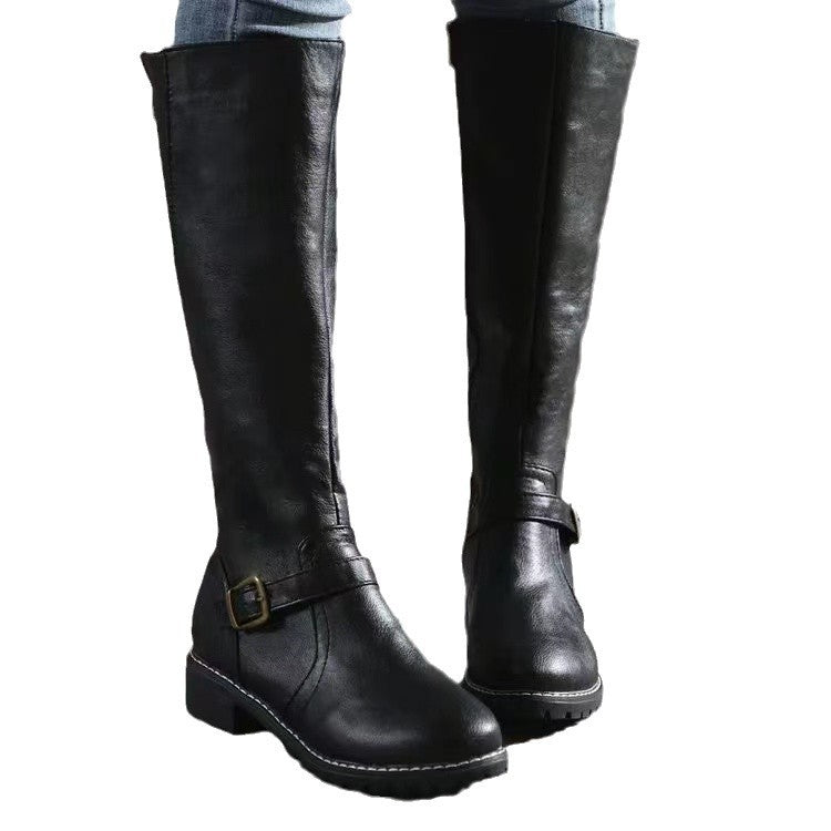 Veloria Dameslaarzen met Decoratieve Bandjes en Zijrits – Elegante Kunstleren Boots