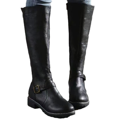 Veloria Dameslaarzen met Decoratieve Bandjes en Zijrits – Elegante Kunstleren Boots