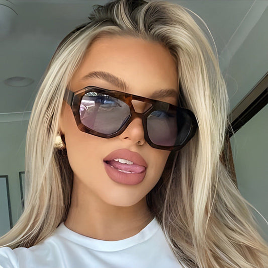 Monde Dames Zonnebril Oversized Vierkant Frame – UV400 Bescherming – Acetaat – Zwart