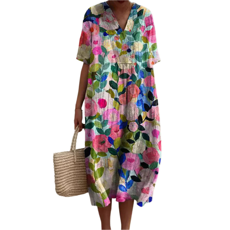 Monde Dames Zomerkleed met Bloemenprint – Luchtige Pasvorm – Mouwloos – Lichtgewicht Stof – Ronde Hals