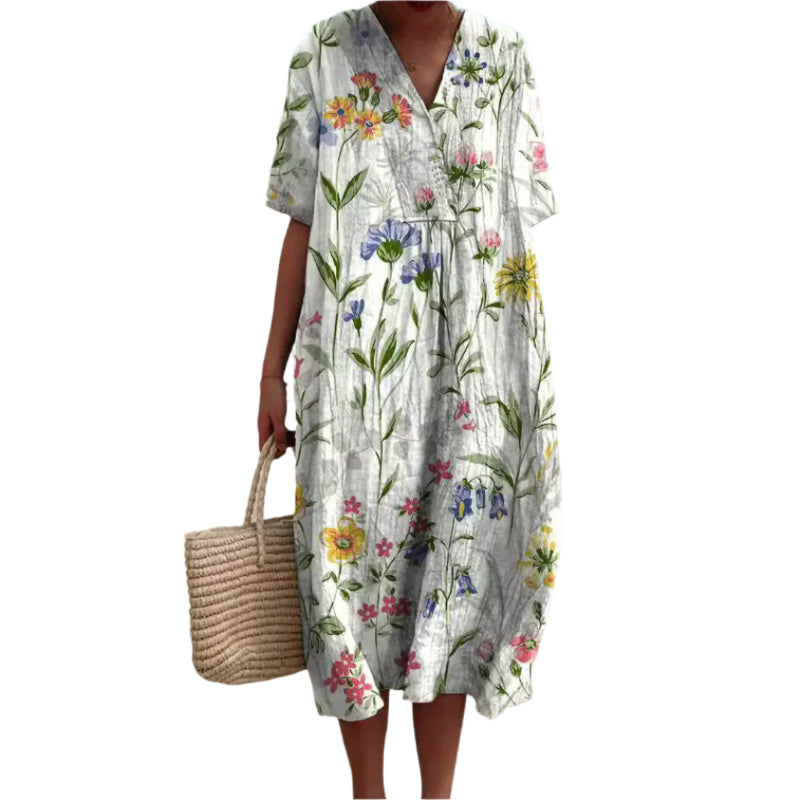 Monde Dames Zomerkleed met Bloemenprint – Luchtige Pasvorm – Mouwloos – Lichtgewicht Stof – Ronde Hals