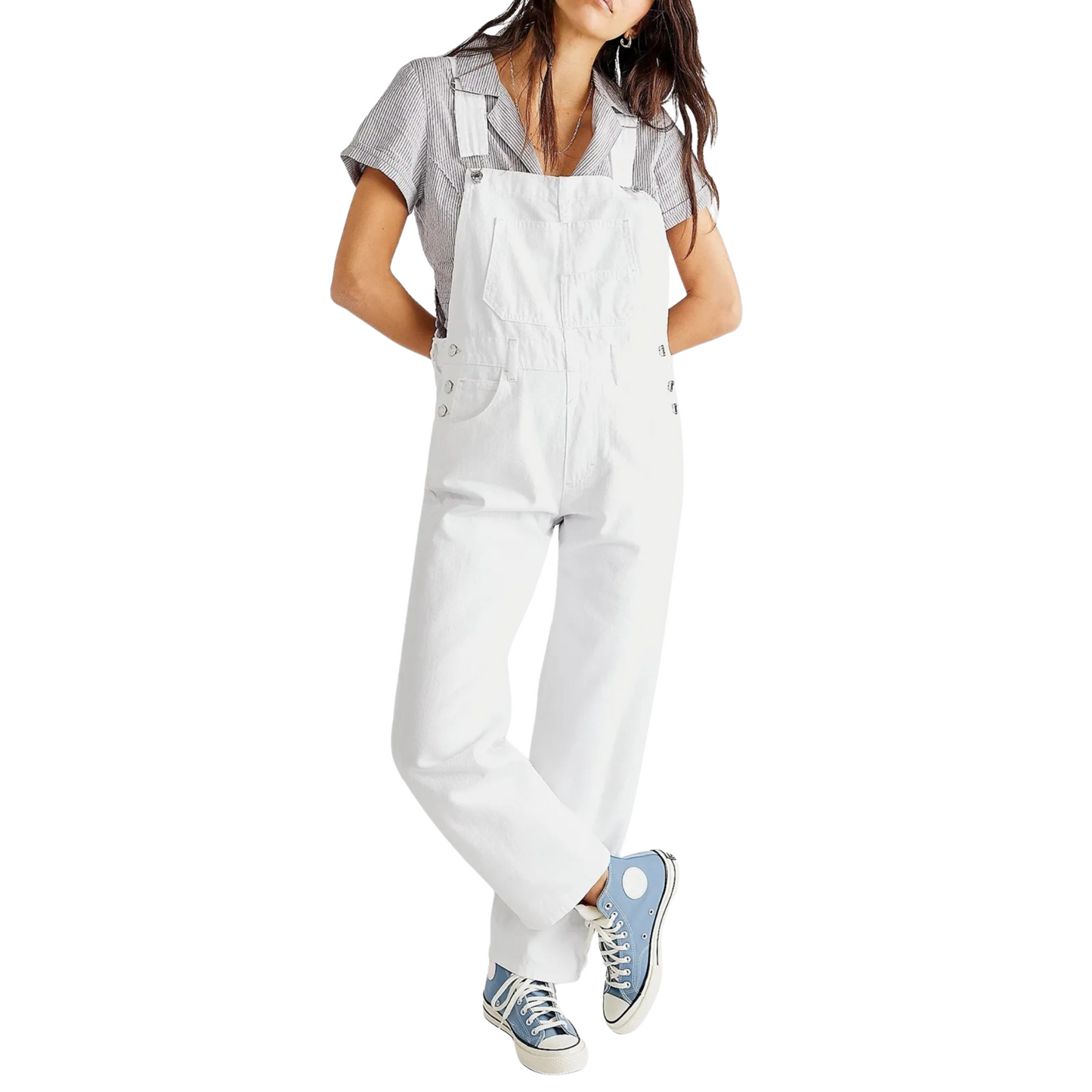 Marlene – Relaxed Fit Denim Jumpsuit met Haremstijl en Diepe Halslijn