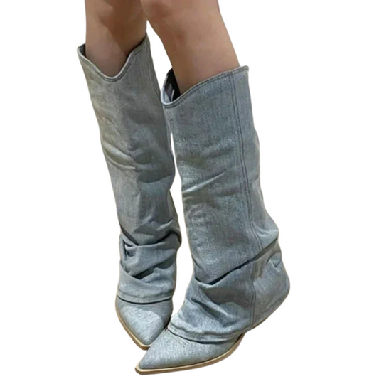 Ylva – Denim Winterlaarzen met Warme Voering en Antislipzool