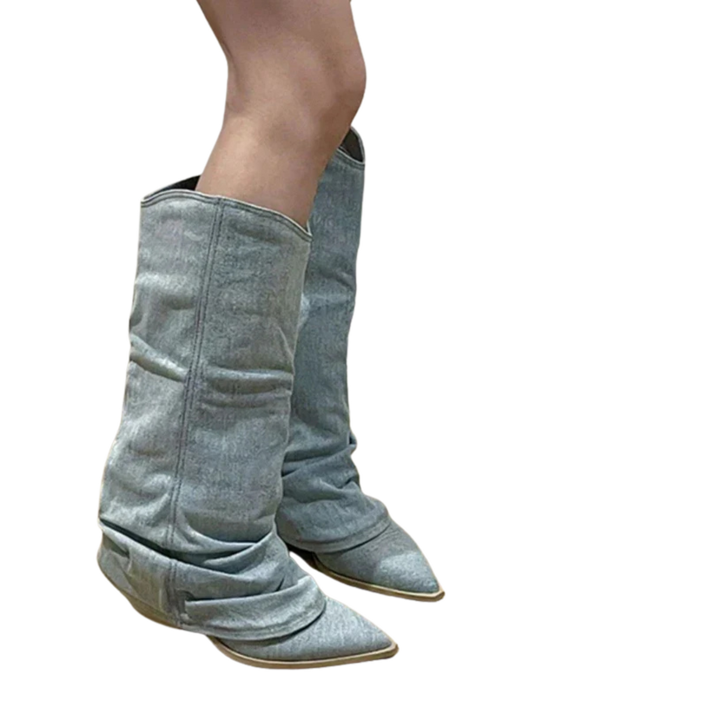 Ylva – Denim Winterlaarzen met Warme Voering en Antislipzool