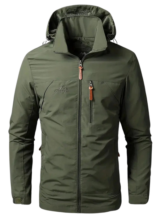 Veloria Waterdicht Varsity Outdoorjack voor Heren – Winddichte Jas met Afneembare Capuchon