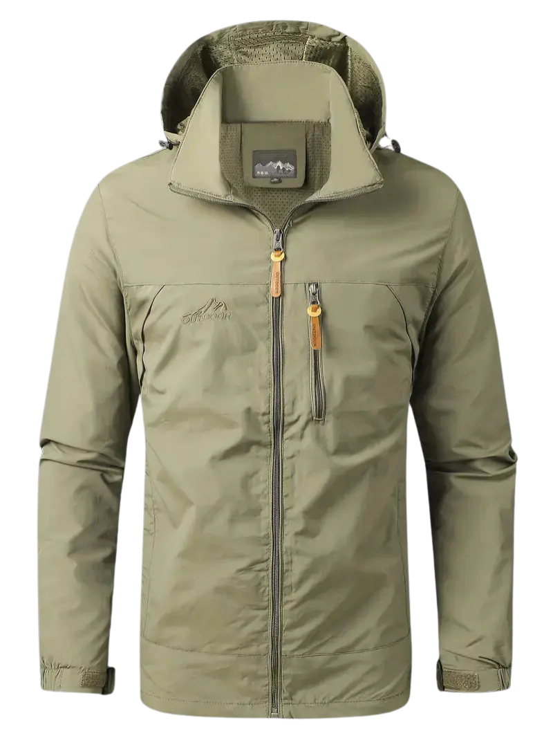 Veloria Waterdicht Varsity Outdoorjack voor Heren – Winddichte Jas met Afneembare Capuchon