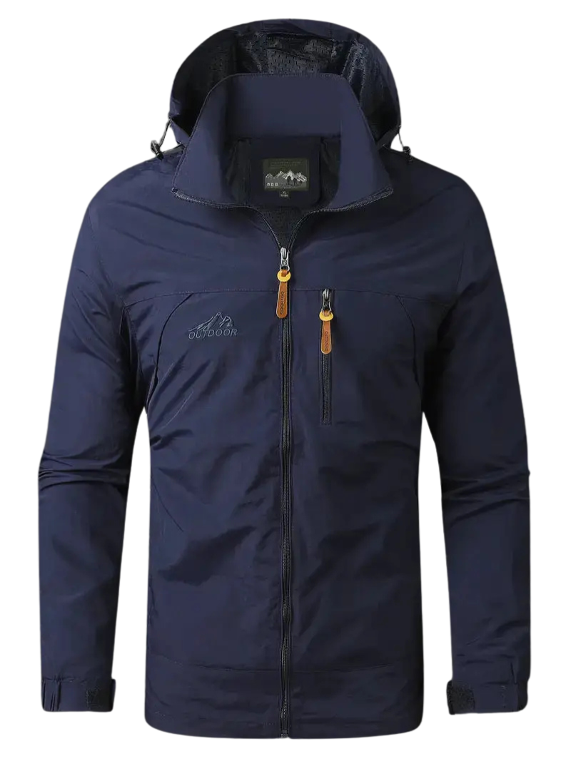 Veloria Waterdicht Varsity Outdoorjack voor Heren – Winddichte Jas met Afneembare Capuchon