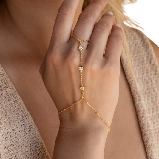 Monde Handketting voor dames – 14K verguld roestvrij staal – Verfijnd ontwerp – Goudkleurig sieraad