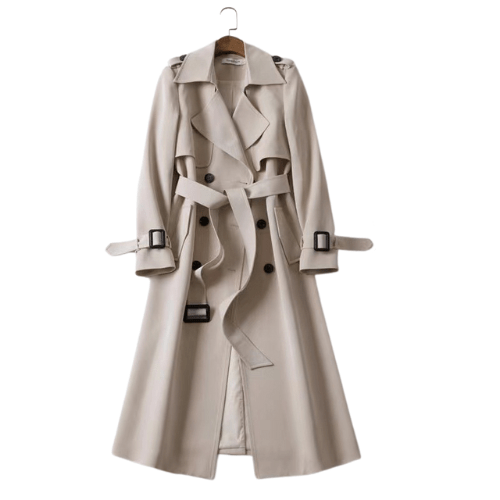 Élanor Dames Trenchcoat van Katoenmix – Vintage Geïnspireerde Lange Jas met Tijdloze Elegantie
