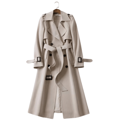 Élanor Dames Trenchcoat van Katoenmix – Vintage Geïnspireerde Lange Jas met Tijdloze Elegantie