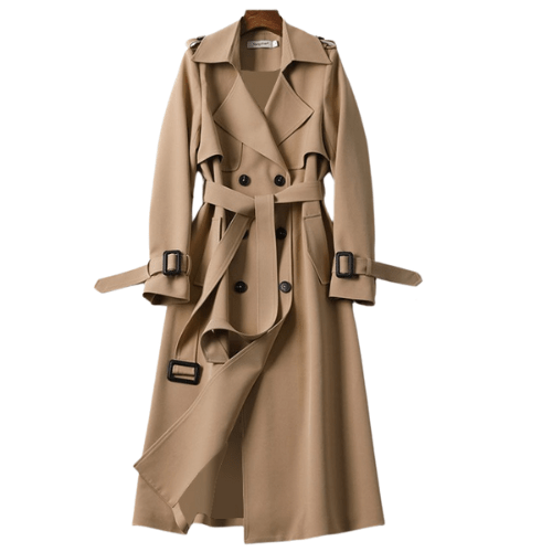 Élanor Dames Trenchcoat van Katoenmix – Vintage Geïnspireerde Lange Jas met Tijdloze Elegantie