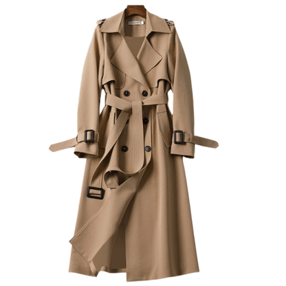 Élanor Dames Trenchcoat van Katoenmix – Vintage Geïnspireerde Lange Jas met Tijdloze Elegantie