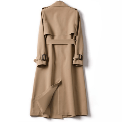 Élanor Dames Trenchcoat van Katoenmix – Vintage Geïnspireerde Lange Jas met Tijdloze Elegantie