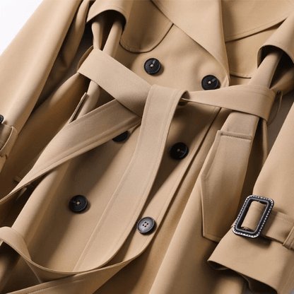 Élanor Dames Trenchcoat van Katoenmix – Vintage Geïnspireerde Lange Jas met Tijdloze Elegantie