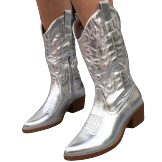 Sorella – Metallic Cowboylaarzen met Elegante Afwerking