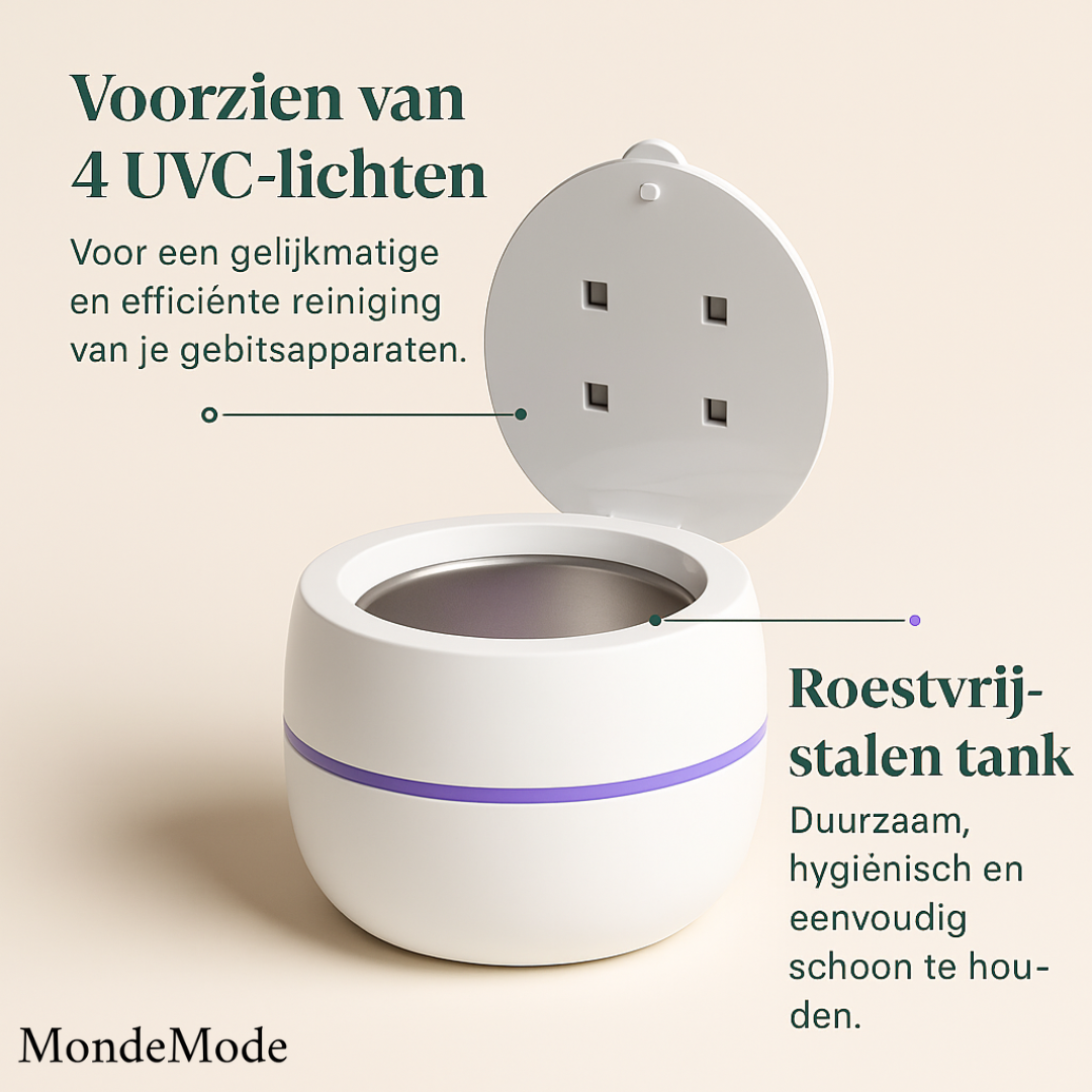 Lucra – Ultrasone & UVC Reinigingsapparaat voor Gebitsapparaten
