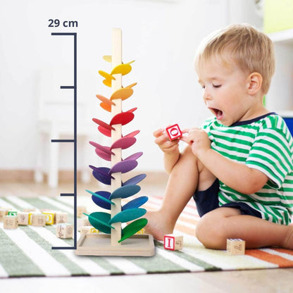 Monde Regenboog Houten Knikkermolen – Montessori Speelgoed voor Kinderen vanaf 3 Jaar