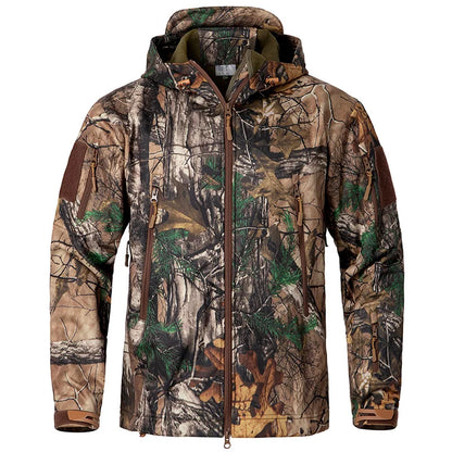 Élanor Heren Softshell Camouflage Jas met Capuchon – Waterdicht & Gevoerd Outdoor Jack voor Jacht en Wandelen