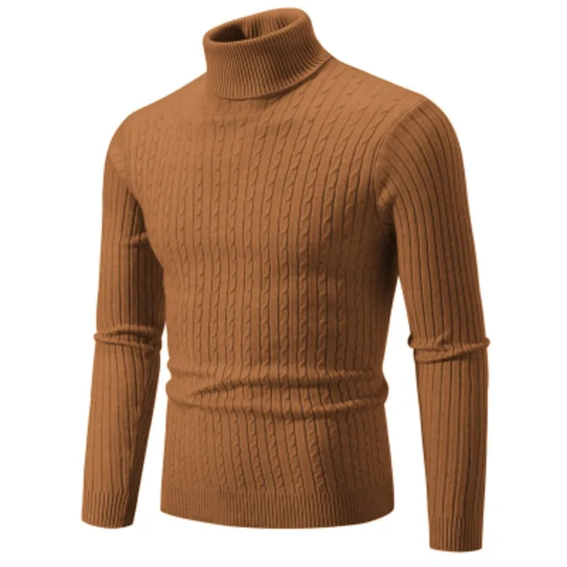 Évoque Heren Coltrui – Gebreide Wollen Trui met Hoge Hals in Effen Kleur voor Winter en Outdoor