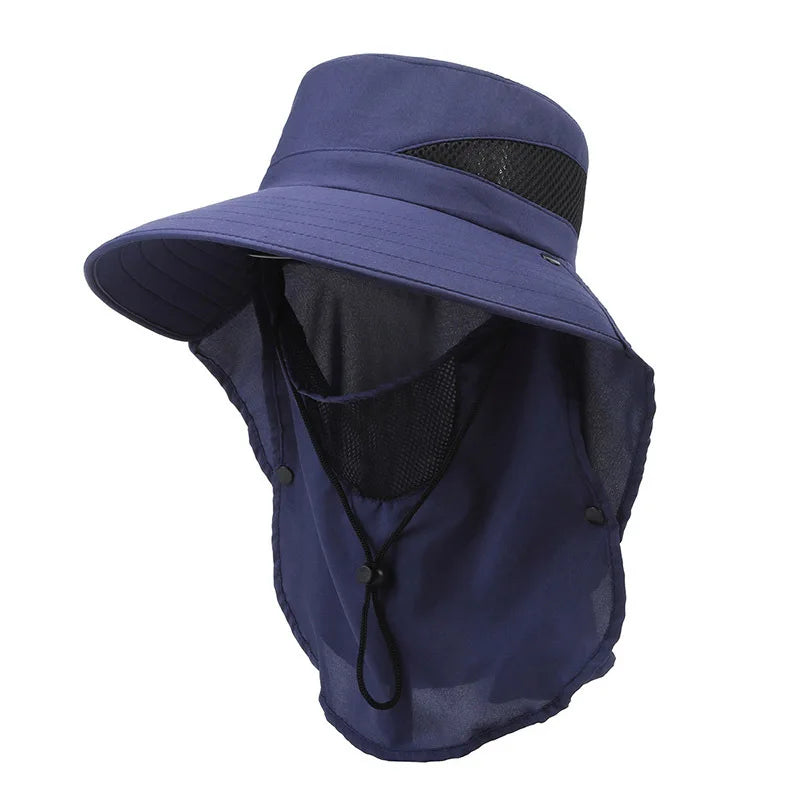 Monde Heren zomerhoed met brede rand – Ademend mesh – Lichtgewicht outdoor hoed – UV-bescherming – Verstelbaar trekkoord