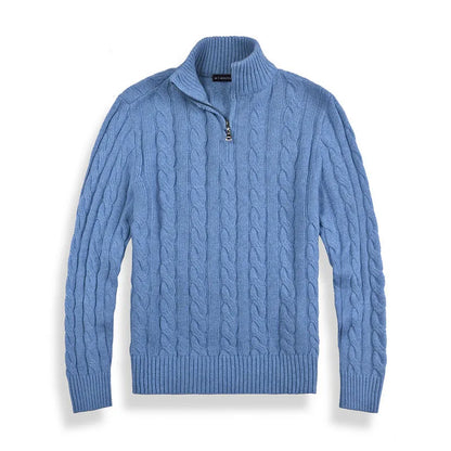Élanor Half-Zip Trui van Katoen met Hoge Kraag en Lange Mouwen
