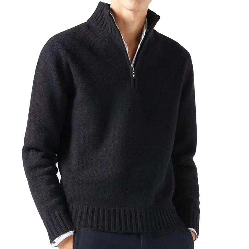 Évoque Heren Coltrui Gebreide Trui met Lange Mouwen – Effen Kleur, Stijlvolle Warme Pullover