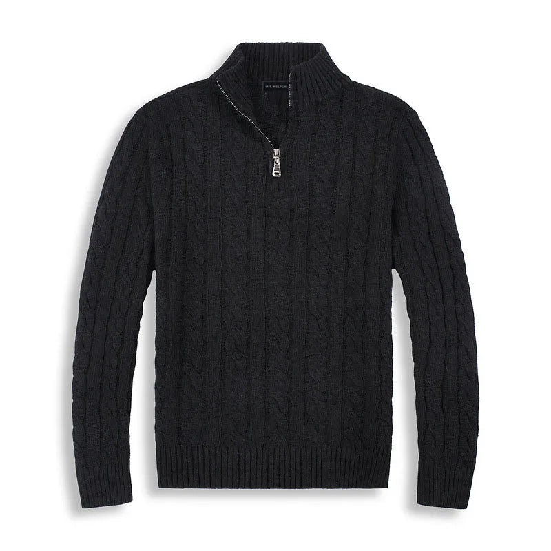 Élanor Half-Zip Trui van Katoen met Hoge Kraag en Lange Mouwen