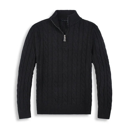 Élanor Half-Zip Trui van Katoen met Hoge Kraag en Lange Mouwen