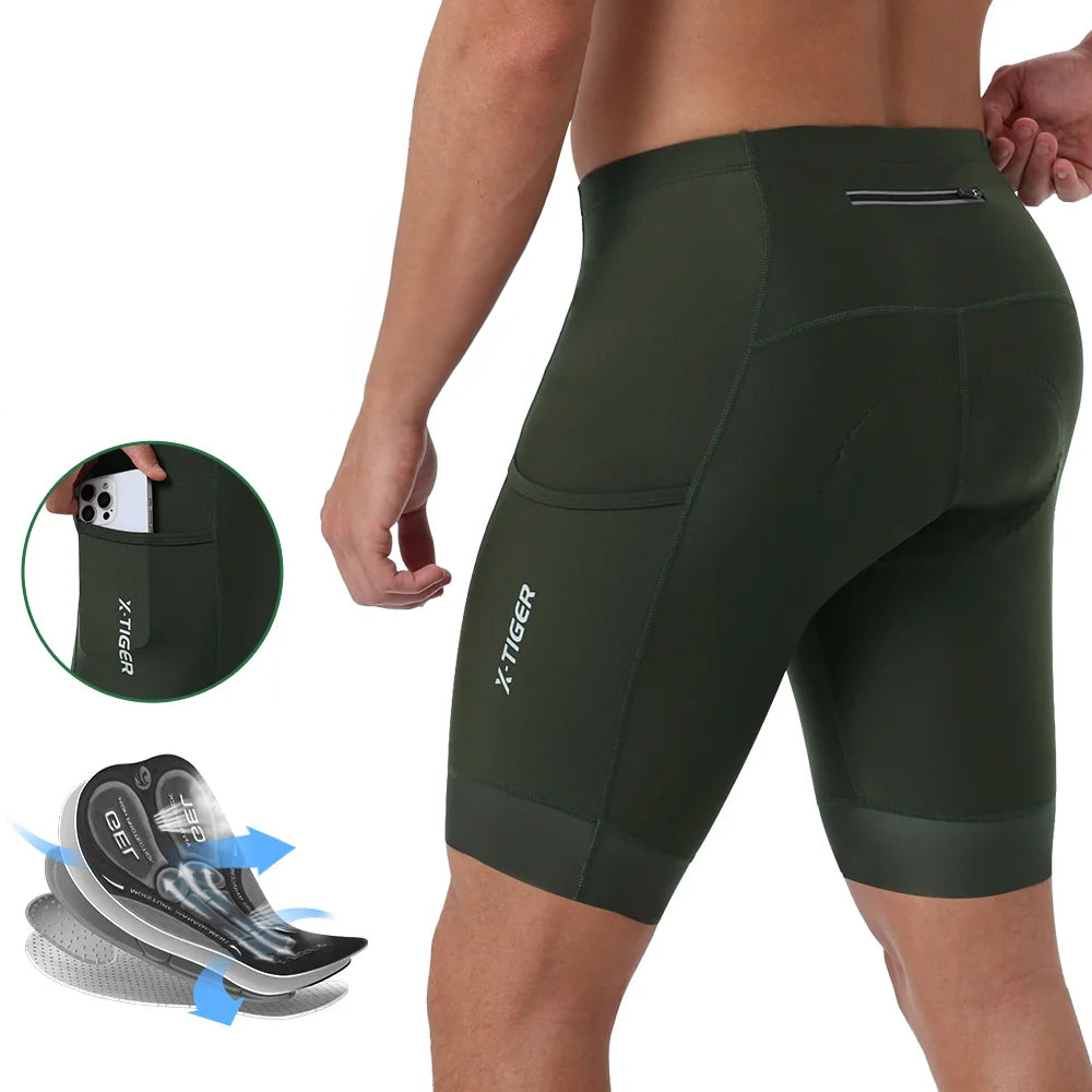 Évoque Heren Fietsshorts met Achterzak – 5D Gel Padding Lycra Wielrenbroek voor Mountainbike en Racefiets